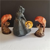 VTG LOT OF FIGURINES (GIRL & 2 BIRDS)