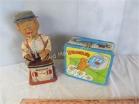 Vintage Heathcliff Lunchbox & Bartender Tin Toy