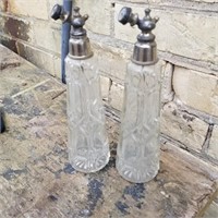 VTG BARBER BOTTLES w/ AUTOMIZERS