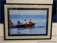 Large Framed Picture / Family in Canoe