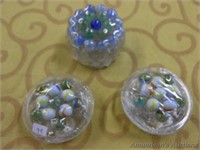 Assorted Vintage Marbles, 3 Small Flower Frogs