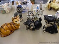 Assortment of 5 Ceramic Cats & Mariners BobbleHead