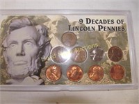 9 Decades of Lincoln Penny 1 Cent Coin Collection