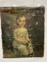 19C Oil Painting, Portrait of Victorian Girl