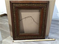 ANTIQUE OAK AND PLASTER PICTURE FRAME - FANCY