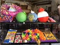 Lot of party decor items,coolers,floats