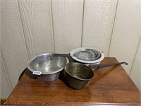 2 Dog Food Bowl and Copper Ladel