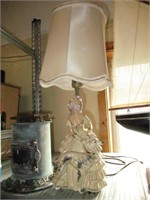 CHALKWARE LADY LAMP ( DAMAGED & REPAIRED)