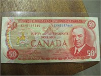 1975 CDN. $50 BILL - HAS BEEN FOLDED