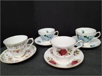 4 Queen Anne England Tea Cups