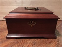 Solid wood jewelry box with key and random costume