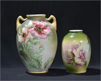 Hand Painted Nippon Vase & Unmarked Vase