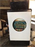 ANTIQUE COFFEE GRINDER MACHINE- GLASS ADVERTISING