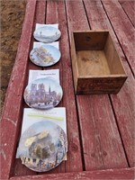 4 Collector Plates in "California Prune" Crate
