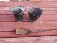 Vintage 2 Coal Hods and Shovel