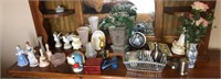 Contents on Top of Dresser, Oil Lamp, Figurines
