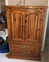 Scroll Work Front Wooden Armoire 4 Drawer