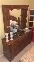 8 Drawer Wood Dresser Mirror Set