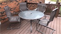 Glass Top Table Patio Set w/ 4 Chairs