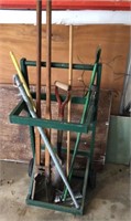 Rolling Yard Tool Caddy, Post Hole Digger etc