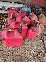 COLLECTION OF ALL PLASTIC GAS CANS
