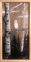 ORIGINAL Owl Painting on Wood  22 x 11 x 1.5