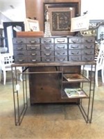 Industrial 24-Drawer Metal Cabinet with Stand