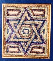 Star of David Beaded Embroidery Art  18.5 x 18