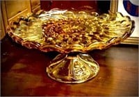 Amber Glass Pedestal Cake Stand