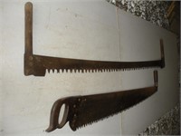 2 Vintage 2 Man Saws, Longest 59 inch Blade