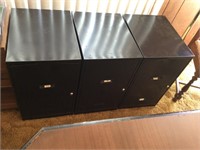4 filing cabinets and folders , 3 Metal one
