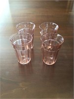 4 pink depression glasses