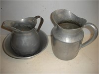 2 Aluminum Pitchers and 1 Bowl