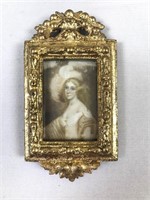 Antique French Hand Painted Micro Painting on Bone