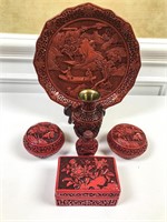 Lot of Cinnabar Lacquer Decorative Items