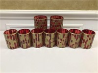 Red and gold glass ware set by Tag