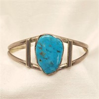 Nat Am Turquoise Silver Cuff