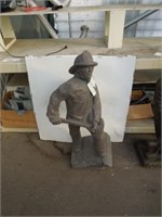 Concrete fireman with axe 42" tall