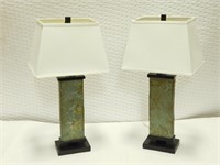 Lot of 2 - Heavy Stone Lamps with Shades