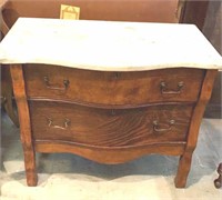 Marble top Oak Washstand with Serpentine Front