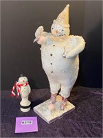 Handcrafted Snowy Snowman & Friend