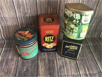 Collectible Tin Canister Lot - Planters, Ritz