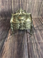 Vintage Pewter Ornate Small Jewelry Box