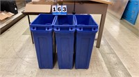 Lot of 3 Rubbermaid Recycling Bins