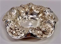 Sterling silver bowl, Repousse, 925 fine, 10.25"