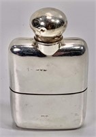 Hallmarked flask, Lion passant R, 2.5"w x 4" tall,