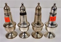 4 Sterling shakers, weighted, 5" tall