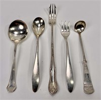 Silver- plate spoons and forks, 5" to 7" long