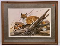 John Ruthven print - "Red Foxes", 16/1000, 31"x40"