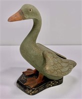 Carved goose, marked China, 6.5" long, 8.25" tall